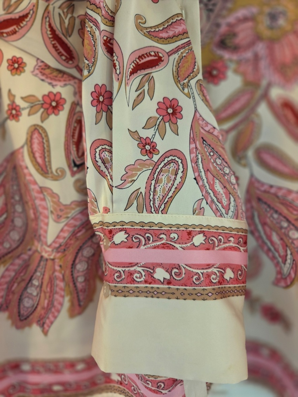 Rachel Zoe handkerchief button down shirt/blouse S pink floral/paisley luxury - Picture 3 of 10